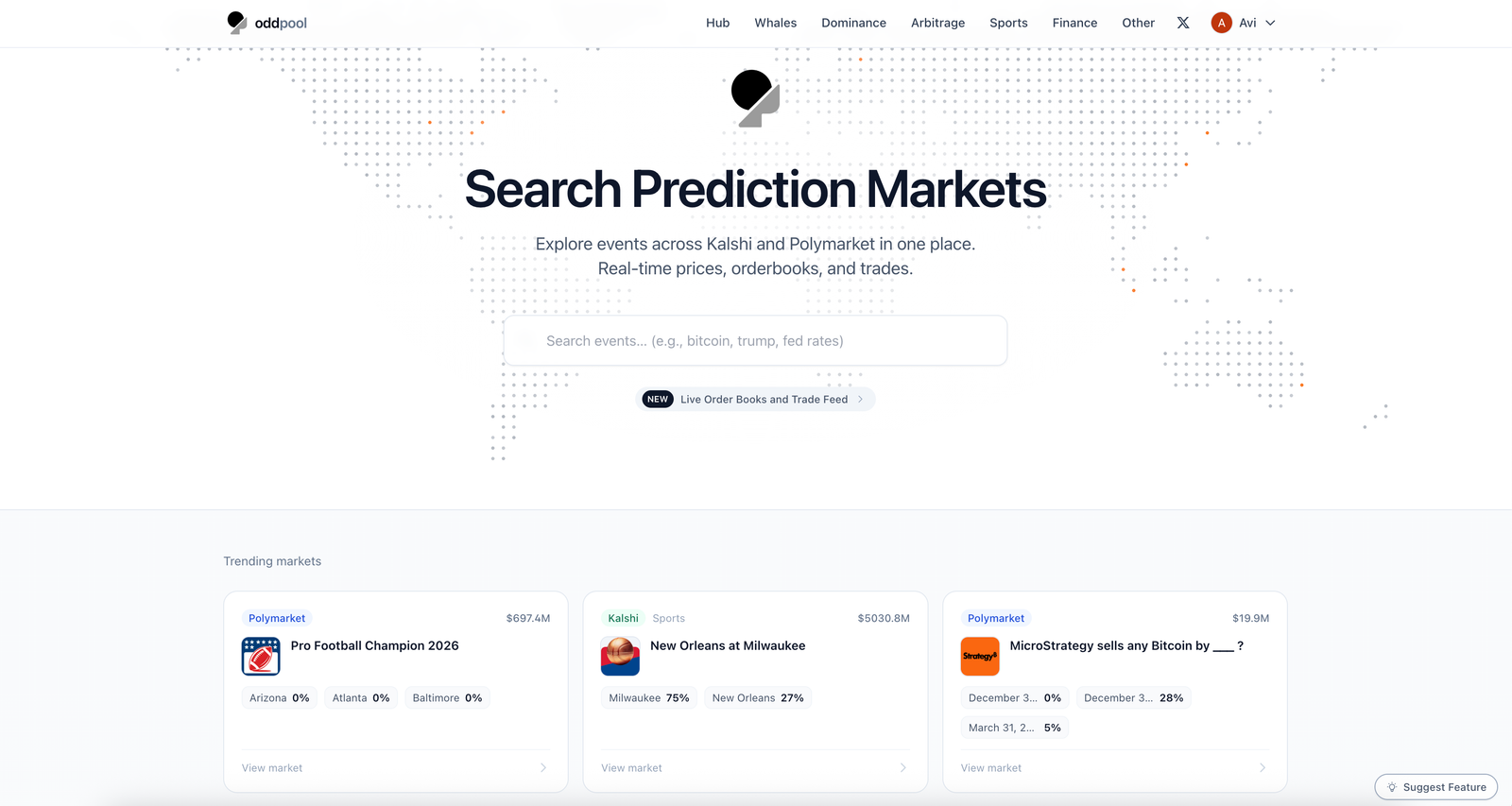 Screenshot of the new homepage